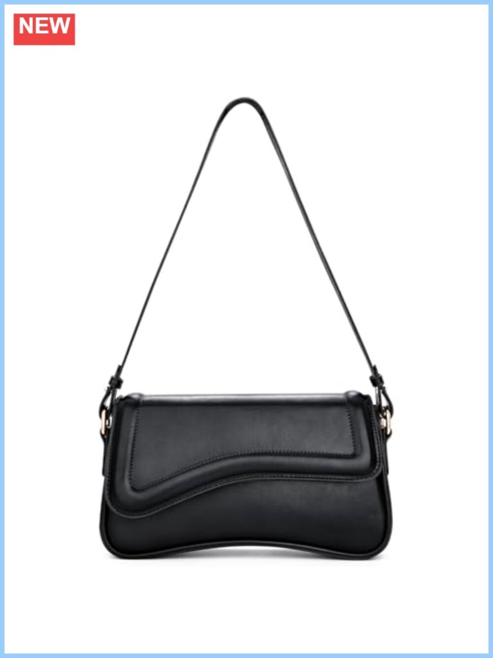 Vegan Leather Saddle Shoulder Bag with 2 Removable Straps